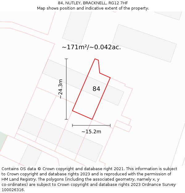 84, NUTLEY, BRACKNELL, RG12 7HF: Plot and title map