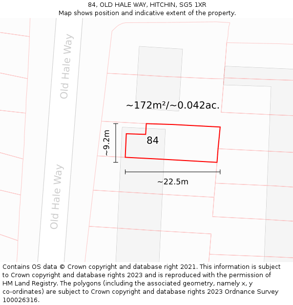 84, OLD HALE WAY, HITCHIN, SG5 1XR: Plot and title map