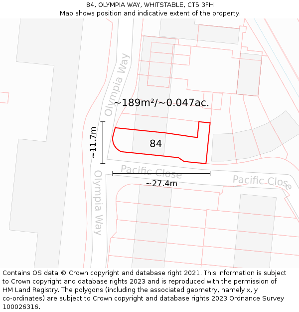 84, OLYMPIA WAY, WHITSTABLE, CT5 3FH: Plot and title map
