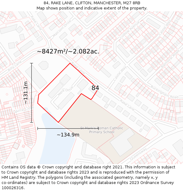 84, RAKE LANE, CLIFTON, MANCHESTER, M27 8RB: Plot and title map