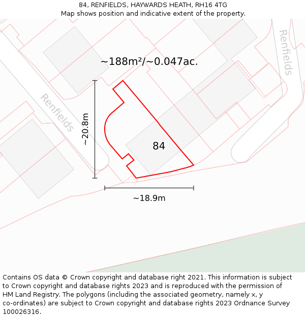 84, RENFIELDS, HAYWARDS HEATH, RH16 4TG: Plot and title map