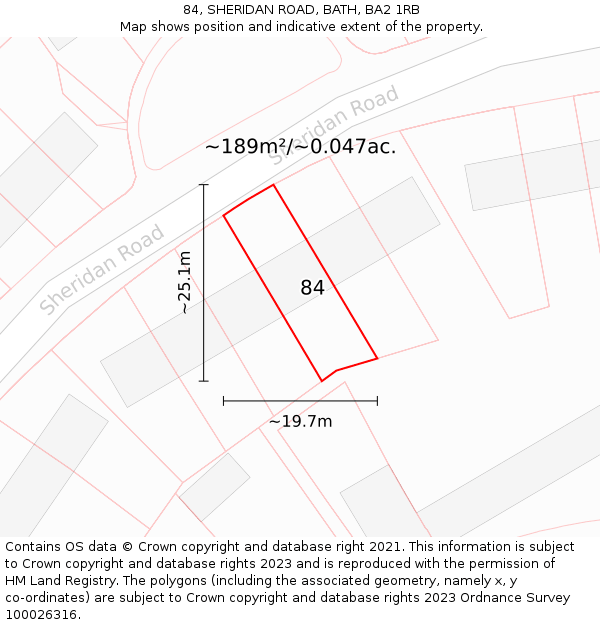 84, SHERIDAN ROAD, BATH, BA2 1RB: Plot and title map