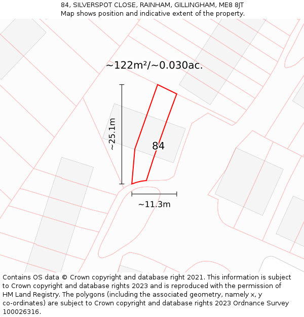 84, SILVERSPOT CLOSE, RAINHAM, GILLINGHAM, ME8 8JT: Plot and title map