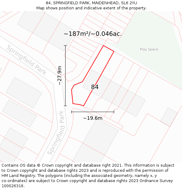 84, SPRINGFIELD PARK, MAIDENHEAD, SL6 2YU: Plot and title map