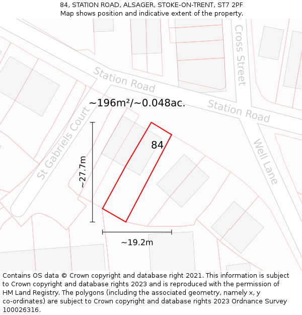 84, STATION ROAD, ALSAGER, STOKE-ON-TRENT, ST7 2PF: Plot and title map