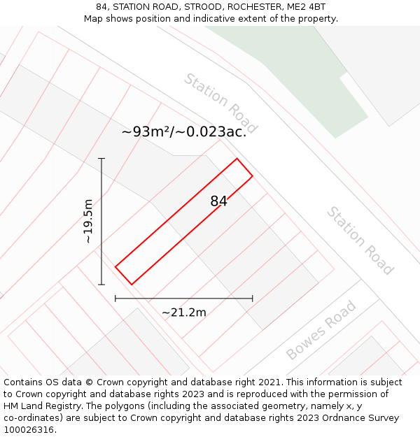 84, STATION ROAD, STROOD, ROCHESTER, ME2 4BT: Plot and title map