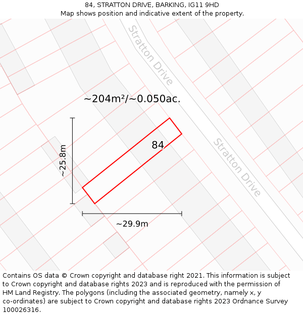 84, STRATTON DRIVE, BARKING, IG11 9HD: Plot and title map