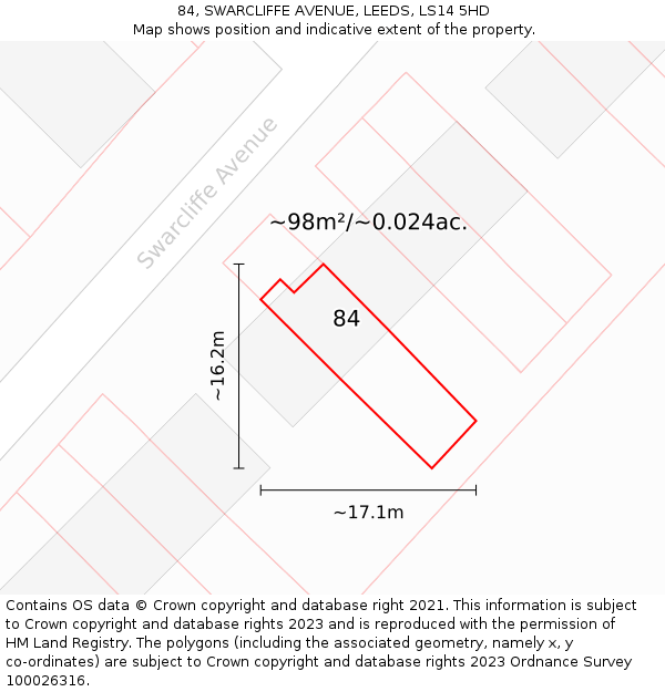 84, SWARCLIFFE AVENUE, LEEDS, LS14 5HD: Plot and title map