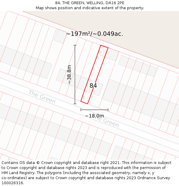84, THE GREEN, WELLING, DA16 2PE: Plot and title map