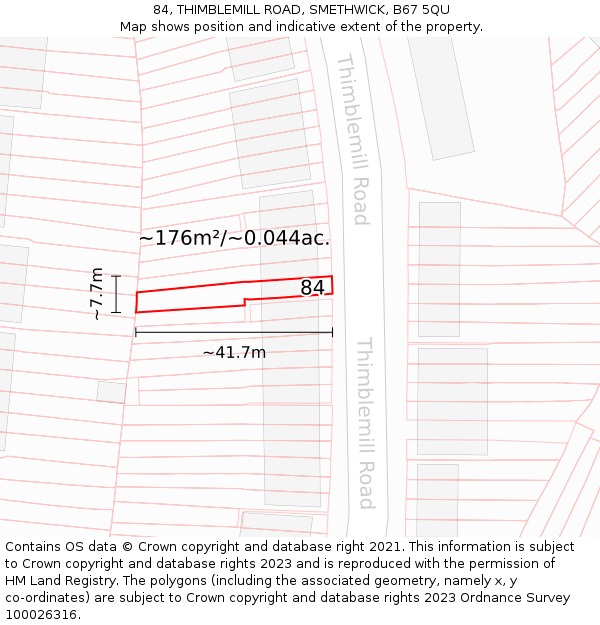 84, THIMBLEMILL ROAD, SMETHWICK, B67 5QU: Plot and title map