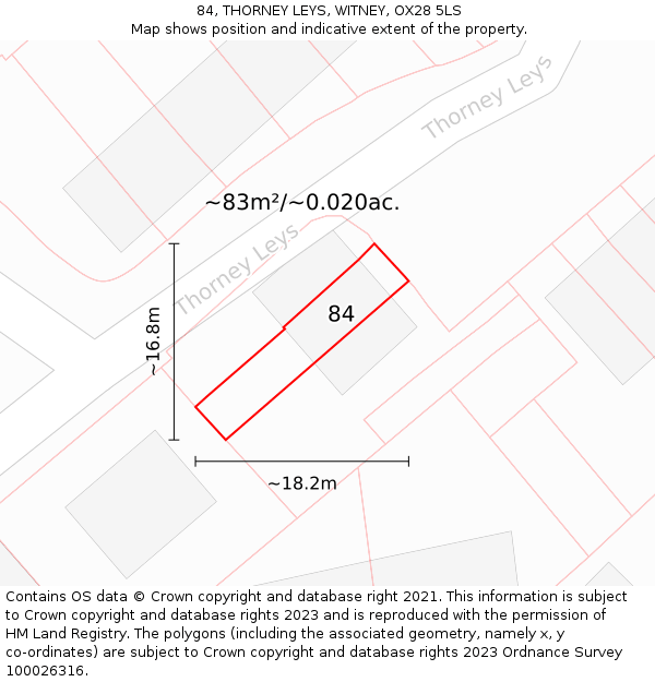 84, THORNEY LEYS, WITNEY, OX28 5LS: Plot and title map