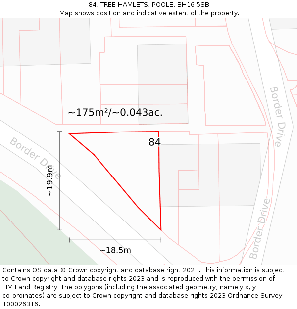 84, TREE HAMLETS, POOLE, BH16 5SB: Plot and title map
