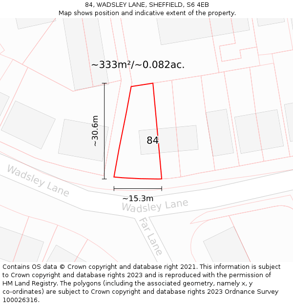 84, WADSLEY LANE, SHEFFIELD, S6 4EB: Plot and title map