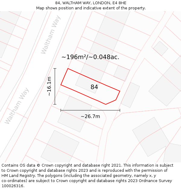 84, WALTHAM WAY, LONDON, E4 8HE: Plot and title map