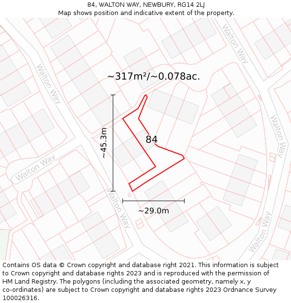 84, WALTON WAY, NEWBURY, RG14 2LJ: Plot and title map