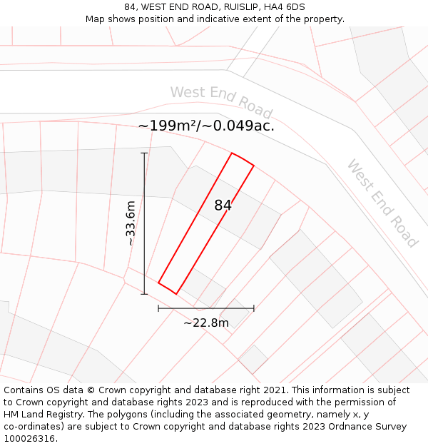 84, WEST END ROAD, RUISLIP, HA4 6DS: Plot and title map