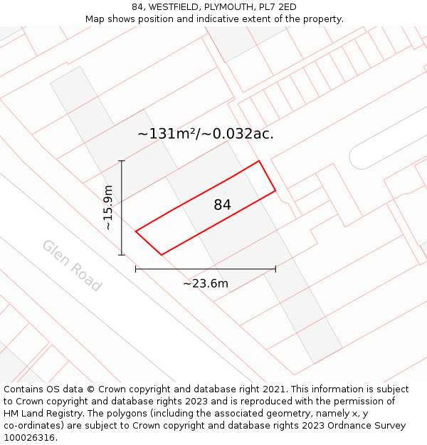 84, WESTFIELD, PLYMOUTH, PL7 2ED: Plot and title map