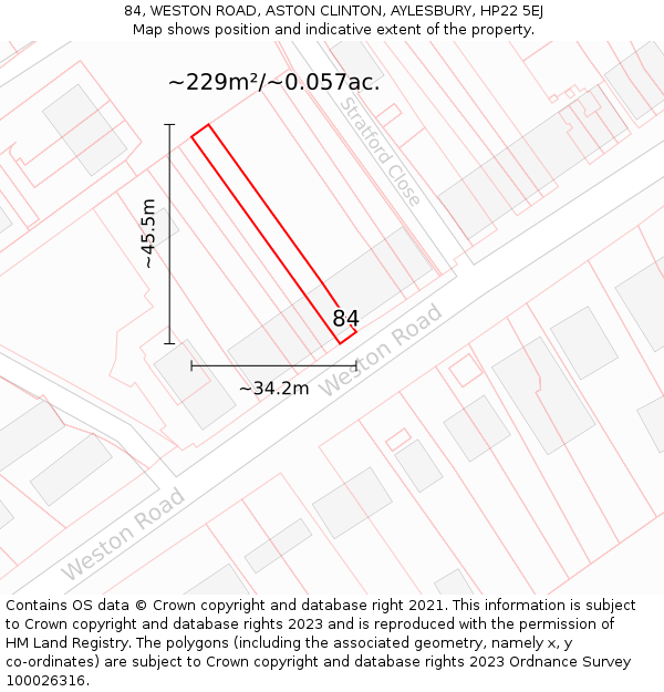 84, WESTON ROAD, ASTON CLINTON, AYLESBURY, HP22 5EJ: Plot and title map