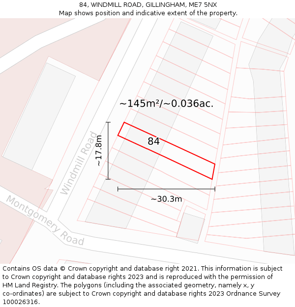 84, WINDMILL ROAD, GILLINGHAM, ME7 5NX: Plot and title map