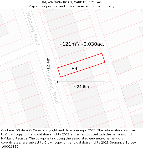 84, WINDWAY ROAD, CARDIFF, CF5 1AG: Plot and title map