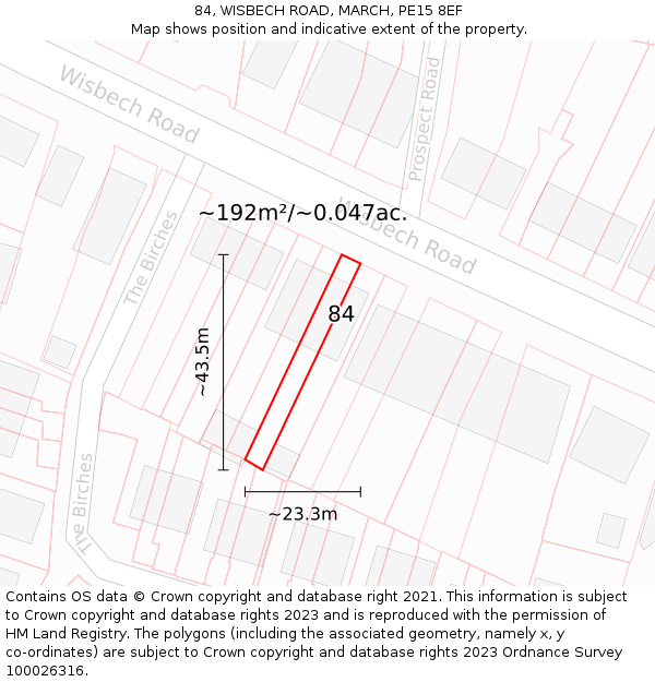 84, WISBECH ROAD, MARCH, PE15 8EF: Plot and title map