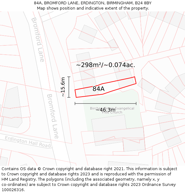 84A, BROMFORD LANE, ERDINGTON, BIRMINGHAM, B24 8BY: Plot and title map