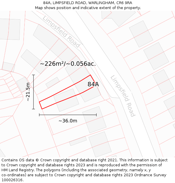 84A, LIMPSFIELD ROAD, WARLINGHAM, CR6 9RA: Plot and title map