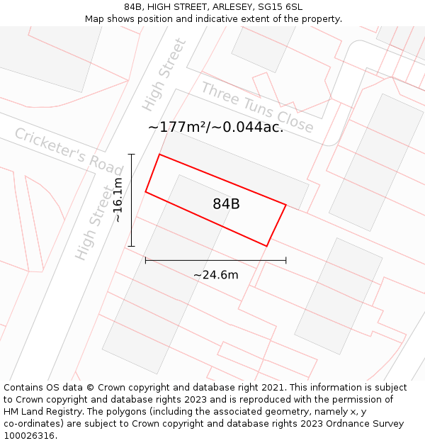 84B, HIGH STREET, ARLESEY, SG15 6SL: Plot and title map