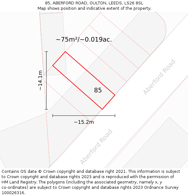 85, ABERFORD ROAD, OULTON, LEEDS, LS26 8SL: Plot and title map
