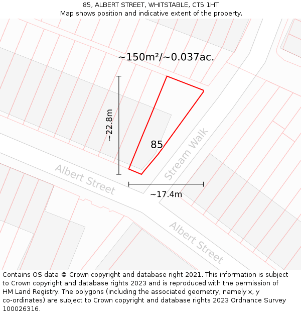 85, ALBERT STREET, WHITSTABLE, CT5 1HT: Plot and title map