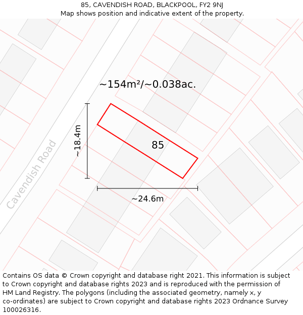 85, CAVENDISH ROAD, BLACKPOOL, FY2 9NJ: Plot and title map