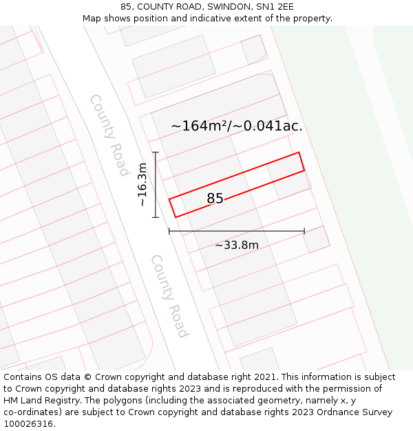 85, COUNTY ROAD, SWINDON, SN1 2EE: Plot and title map