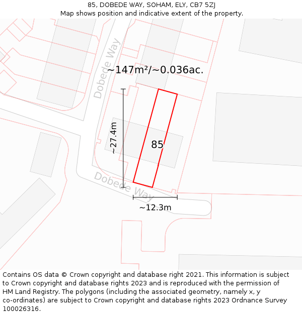 85, DOBEDE WAY, SOHAM, ELY, CB7 5ZJ: Plot and title map
