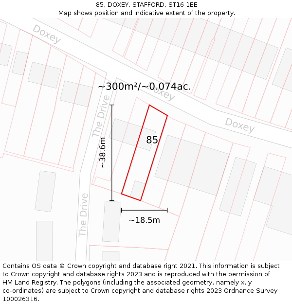 85, DOXEY, STAFFORD, ST16 1EE: Plot and title map