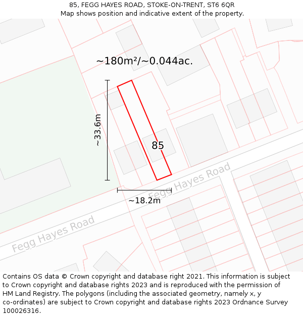 85, FEGG HAYES ROAD, STOKE-ON-TRENT, ST6 6QR: Plot and title map