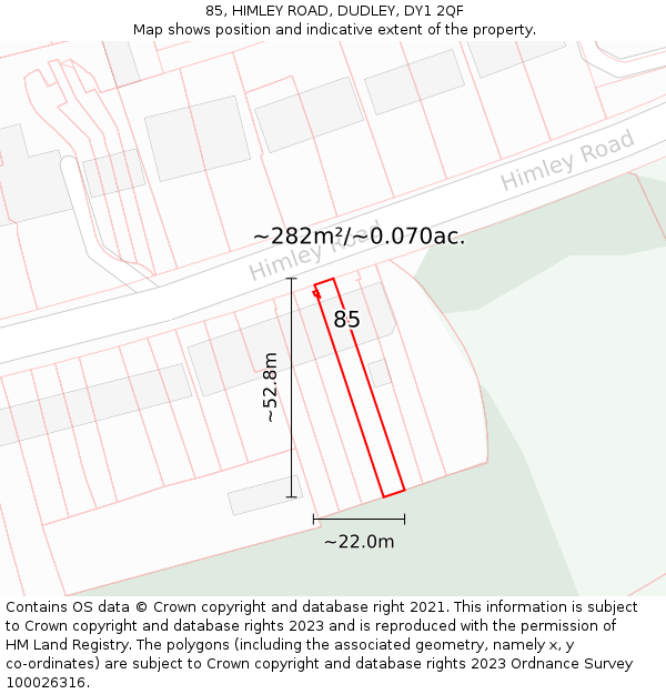 85, HIMLEY ROAD, DUDLEY, DY1 2QF: Plot and title map