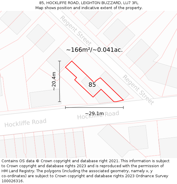 85, HOCKLIFFE ROAD, LEIGHTON BUZZARD, LU7 3FL: Plot and title map