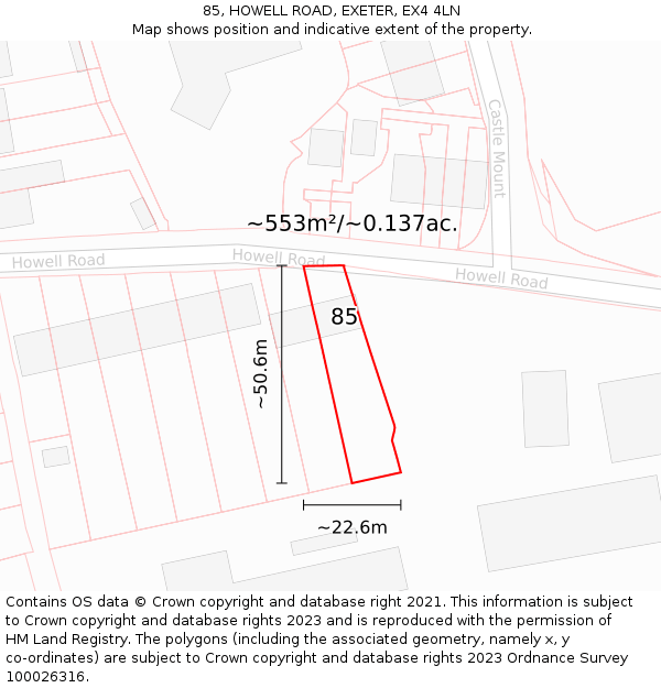 85, HOWELL ROAD, EXETER, EX4 4LN: Plot and title map
