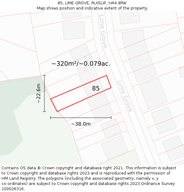 85, LIME GROVE, RUISLIP, HA4 8RW: Plot and title map
