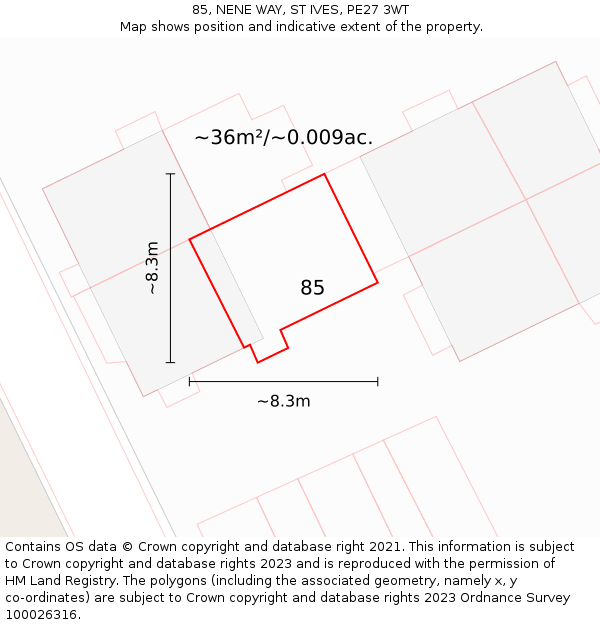 85, NENE WAY, ST IVES, PE27 3WT: Plot and title map