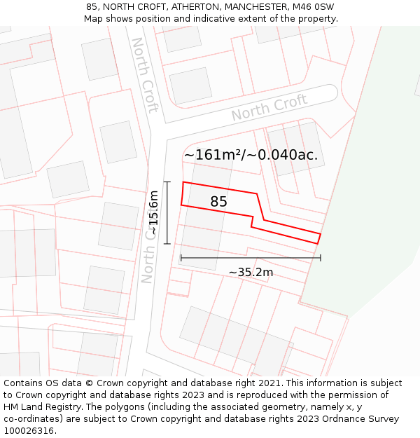 85, NORTH CROFT, ATHERTON, MANCHESTER, M46 0SW: Plot and title map