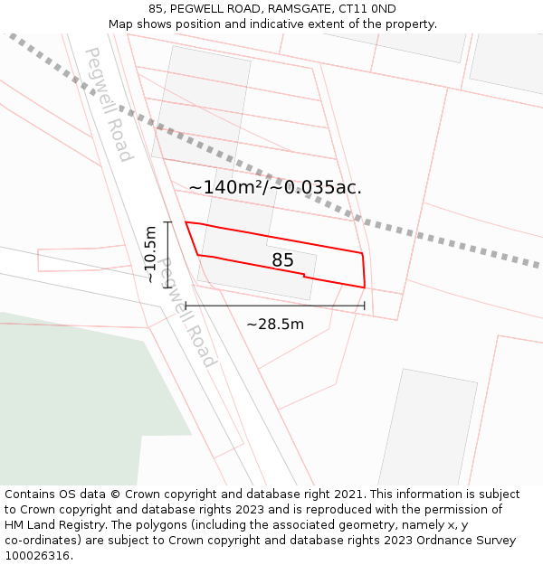 85, PEGWELL ROAD, RAMSGATE, CT11 0ND: Plot and title map