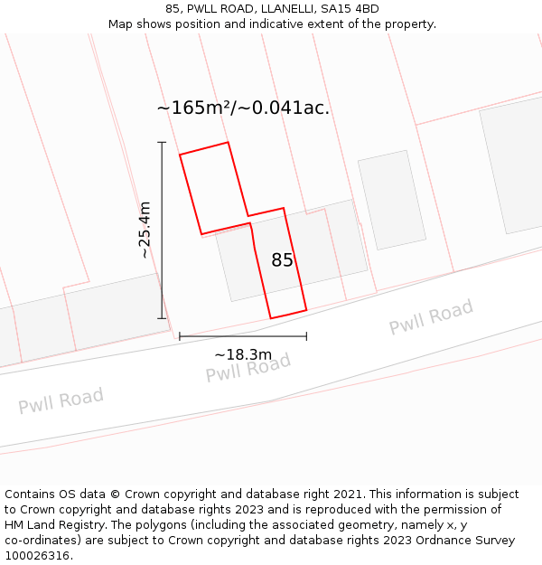 85, PWLL ROAD, LLANELLI, SA15 4BD: Plot and title map