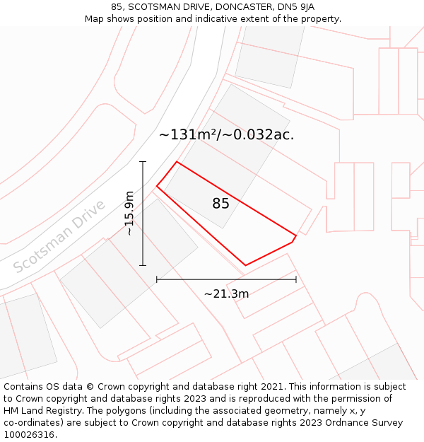 85, SCOTSMAN DRIVE, DONCASTER, DN5 9JA: Plot and title map