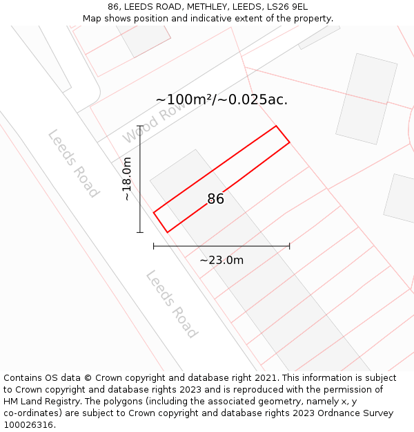 86, LEEDS ROAD, METHLEY, LEEDS, LS26 9EL: Plot and title map