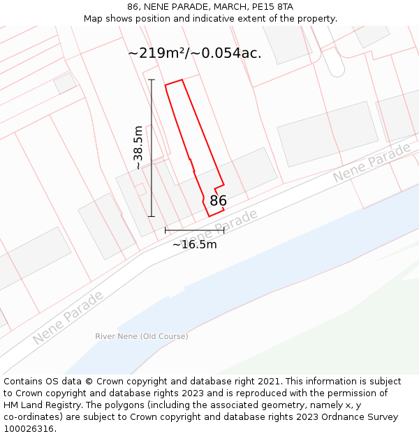 86, NENE PARADE, MARCH, PE15 8TA: Plot and title map