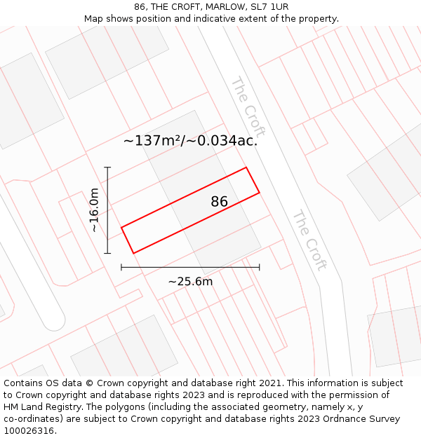 86, THE CROFT, MARLOW, SL7 1UR: Plot and title map