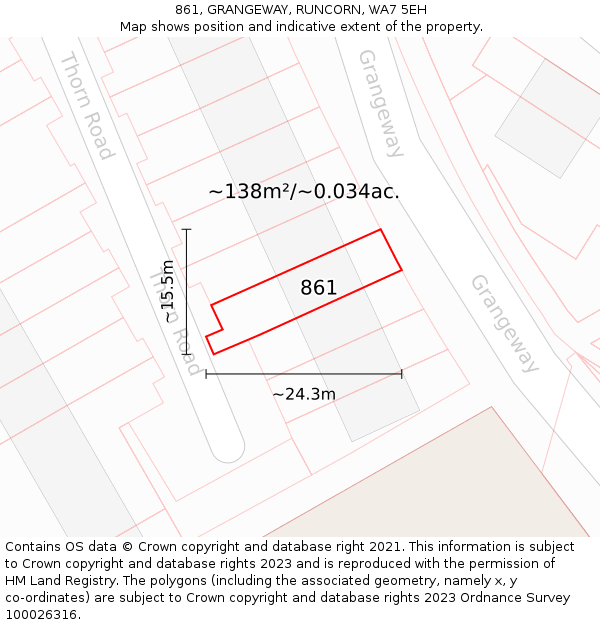 861, GRANGEWAY, RUNCORN, WA7 5EH: Plot and title map