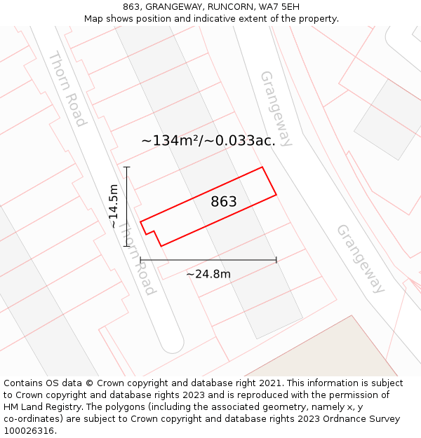 863, GRANGEWAY, RUNCORN, WA7 5EH: Plot and title map