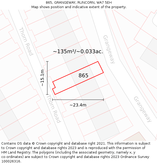 865, GRANGEWAY, RUNCORN, WA7 5EH: Plot and title map